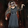 thumbnail image 6 of Alaiyaky Corpse Bride Costume Women Halloween Day of the Dead Zombie Dress Women's Dia de los Muertos Rose Flower Costume, 6 of 7