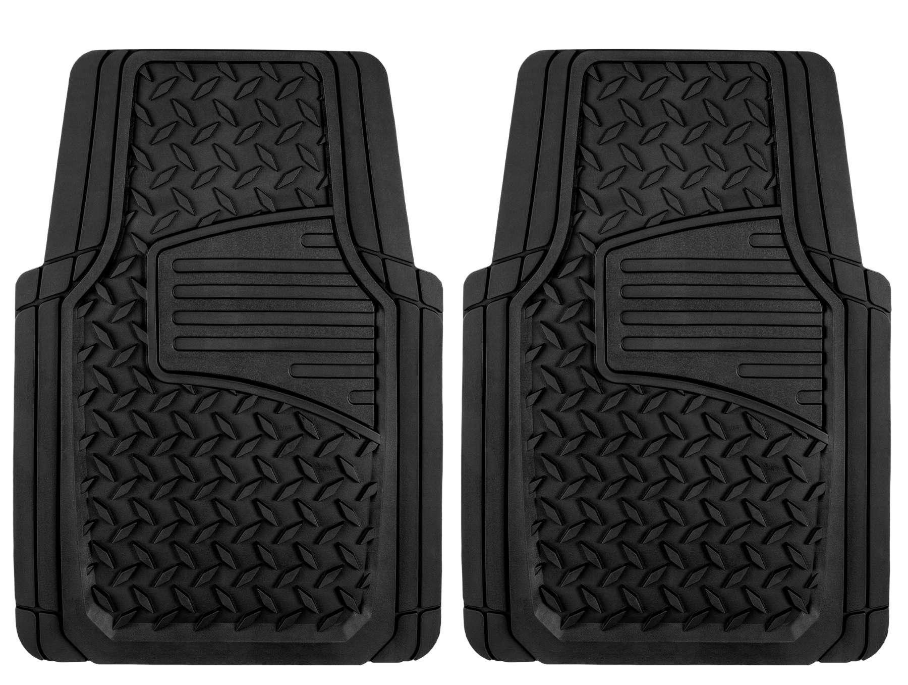 Auto Drive 2-Piece Diamond Plate Floor Mats, Black photo 1