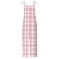 thumbnail image 4 of QATAINLAV Prime Day Sales, Wamen Stripe Print Linen Jumpsuits Plus Size Adjustable Straps Summer Overalls Loose Fit Wide Leg One Piece Rompers Pants Beach Outfits Hot Pink XL, 4 of 6