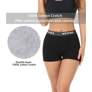 wirarpa Womens High Waisted Cotton Boxer Briefs, Stretchy Anti-Chafe Boy Shorts, 4-Pack (Medium)