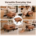 thumbnail image 4 of SOULART Leather Storage Stool with Metal Legs & Handles, Modern Square Footrest Ottoman with Hidden Storage for Living Room, Orange, 4 of 10