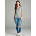 thumbnail image 3 of Essential Basic Women's Cotton Blend V Neck Tee Shirt Half Sleeves - Junior and Plus Sizes, 3 of 4