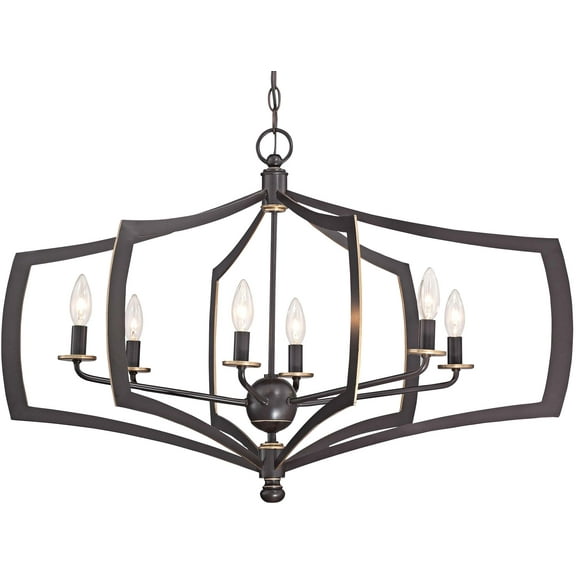 Chandelier 6 Light Downton Bronze/Gold In Transitional Style 21.25 Inches Tall By 26 Inches Wide -Traditional Installation Minka Lavery 4376-579