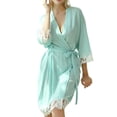 thumbnail image 1 of Coduop Women Satin Kimono Bath Robes Lace Trim Sleepsuit Bathrobe Nightdress,with Belt, 1 of 6