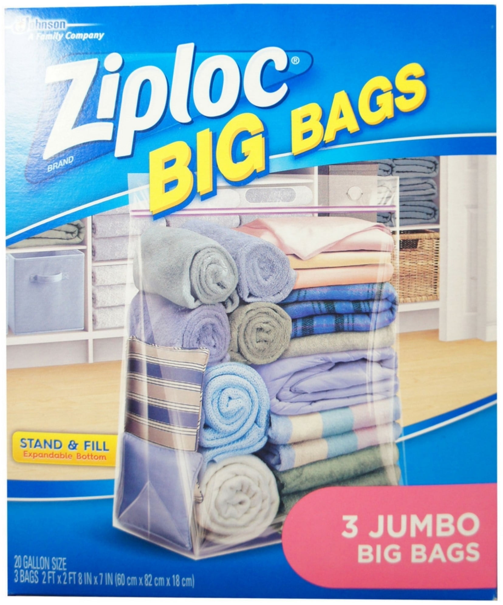2 Pack Ziploc Jumbo Big Bags 3 ea