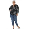 thumbnail image 4 of White Mark Women's Plus Size Pleated 3/4 Sleeve Leaf Print Blouse, 4 of 5