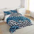 thumbnail image 3 of Homewish Leopard Cheetah Pattern Queen Comforter Set,Monden Chic Aesthetic Bedding Sets,Blue White Black Bedding Comforter Set For Girls Teens,Ultra Soft Home Decor Reversible,3 Pieces, 3 of 8