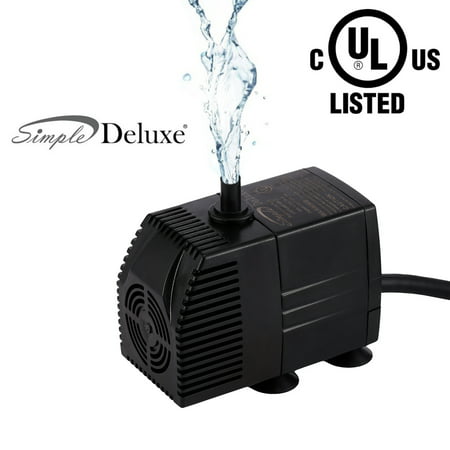 Simple Deluxe LGPUMP290G 290 GPH UL Listed Submersible Pump with 6' Cord for Hydroponics, Aquaponics, Fountains, Ponds, Statuary, Aquariums & (Best Fish For Small Aquaponics)