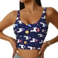 thumbnail image 3 of Goofa Lama in Space Printed Sports Bras for Women, High Impact Running Bra Workout Crop Tank Tops Longline Sports Bra Push up-Small, 3 of 9