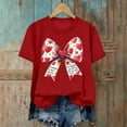 thumbnail image 4 of YueHuiYing Women's Valentine's Day Bow Graphic Fashion Casual Printed Round Neck Lovers Short Sleeved T-shirt Top, 4 of 6
