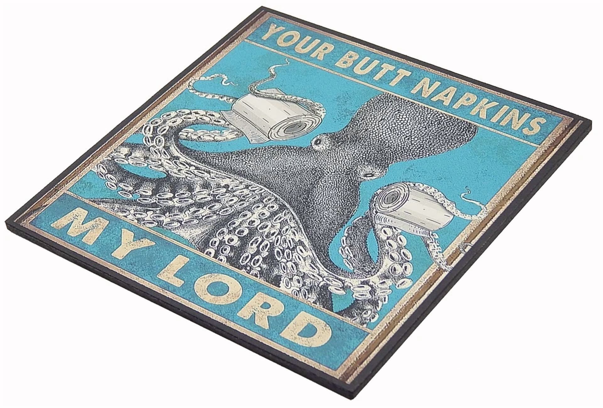 BUTTERFLY- Your Butt Napkins My Lord Funny Toilet Sign Shelf Sitter Wall Art Print 5" X 5"