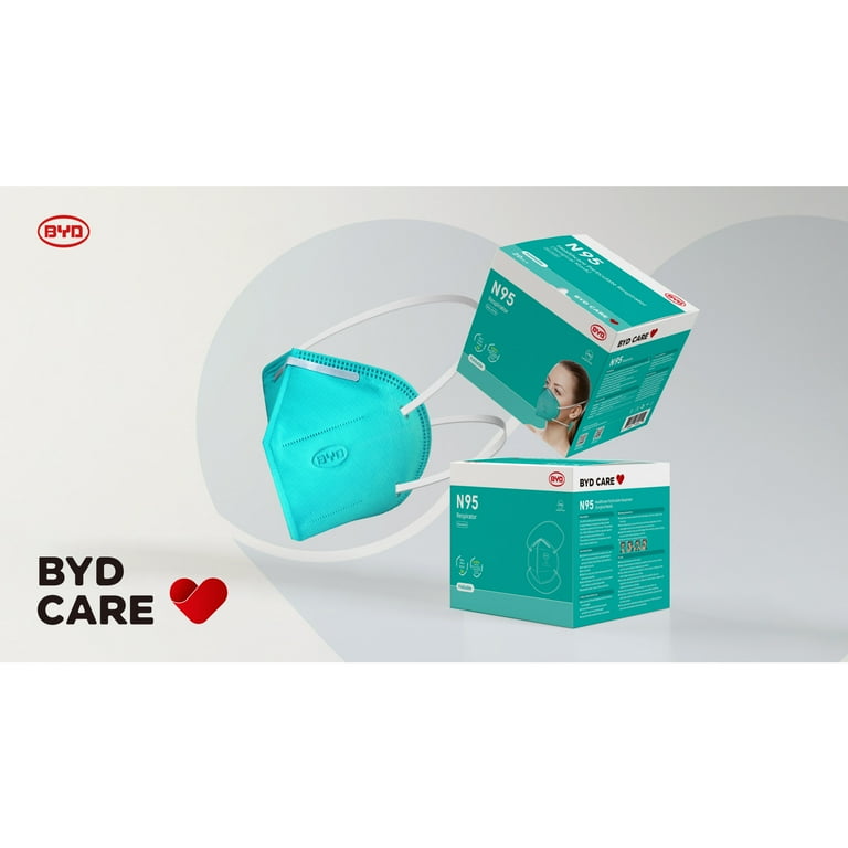 BYD Care Disposable N95 Respirator Face Masks, Adult Size BYD Care Disposable N95 Respirator Face Masks, Adult Size