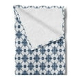 thumbnail image 2 of Dutch Soft Flannel Fleece Throw Blanket, Blooming Floral Pattern Rhombus Design Historical Delft Print, Cozy Plush for Indoor and Outdoor Use, 50" x 60", Dark Blue and White, by Ambesonne, 2 of 5