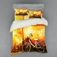 thumbnail image 2 of Bicycle Duvet Cover Set, Vintage Bike in Front of a Rusty Dirty Cracked Broken Brick Wall Lifestyle Photo, Bedding Set with Shams and Fitted Sheet, 3 Sizes, by Ambesonne, 2 of 3