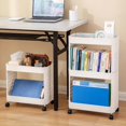 thumbnail image 4 of 2-Tier Mobile Under-Desk Storage Cart with Wheels - Sturdy, Space-Saving Organizer for A4 Files, Books, Snacks - Versatile Use in Office, Kitchen, Living Room - Durable New Material Construction,, 4 of 5