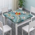 thumbnail image 3 of Blue Gold Marble Pattern Square Fitted Tablecloth with Elastic Edge,Square Table Cover,Washable Elastic Table Cover for Home Kitchen Party Decor 34"x34", 3 of 6