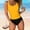Yellow, variant on Tankini Tops for Women Swimwear Top Solid Color Tummy Control Bathing Suit Top with Bottoms Yellow XL(XL)