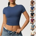 thumbnail image 3 of Besolor Workout Tops for Women Cropped Gymwear Tshirt Crewneck Short Sleeve Lightweight Quick-Dry Tees, 3 of 6