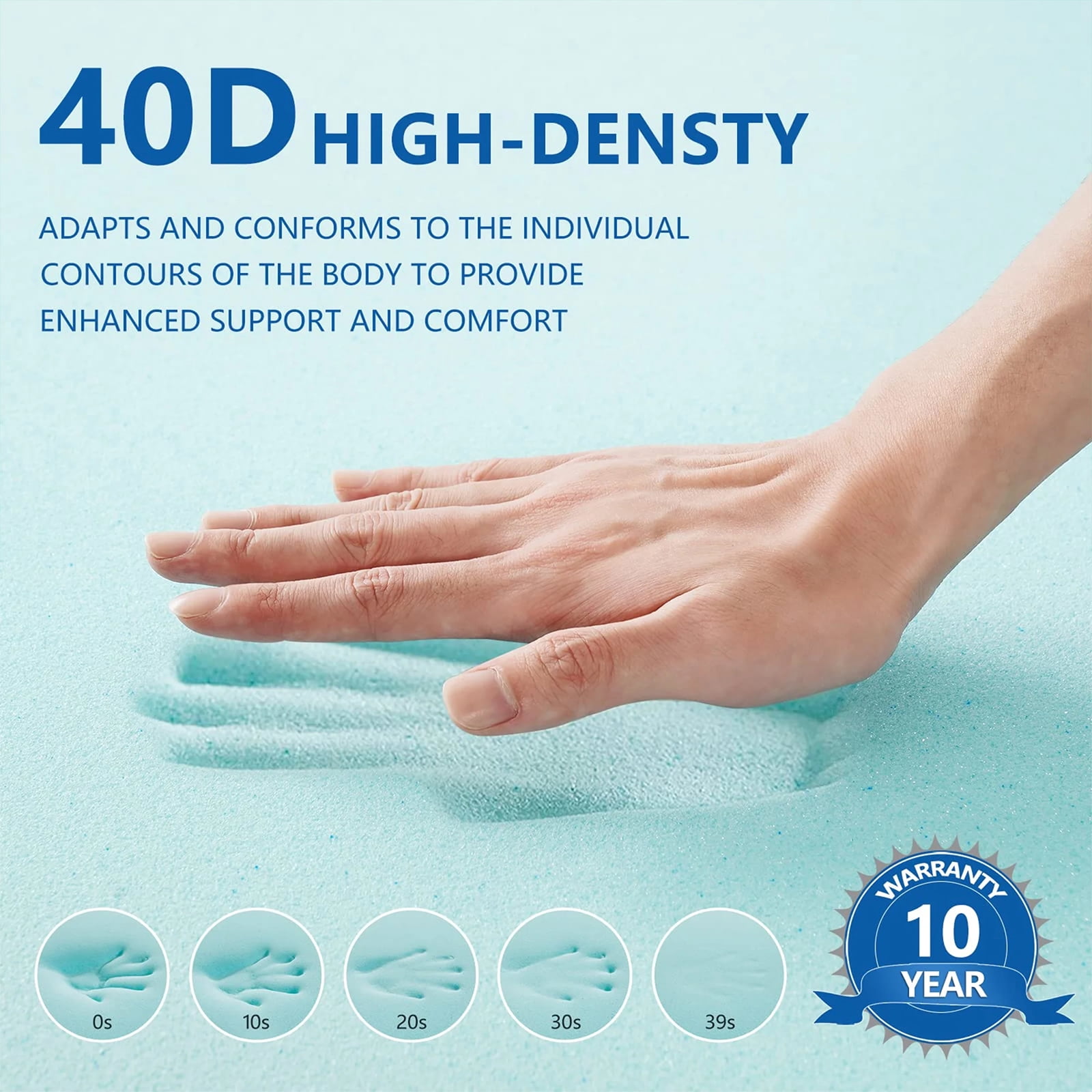INGALIK 3 inch Gel Infused Memory Foam Mattress Topper, Queen, Cooling Bed Topper for Pressure Relief, CertiPUR-US Certified, White Removable Cover