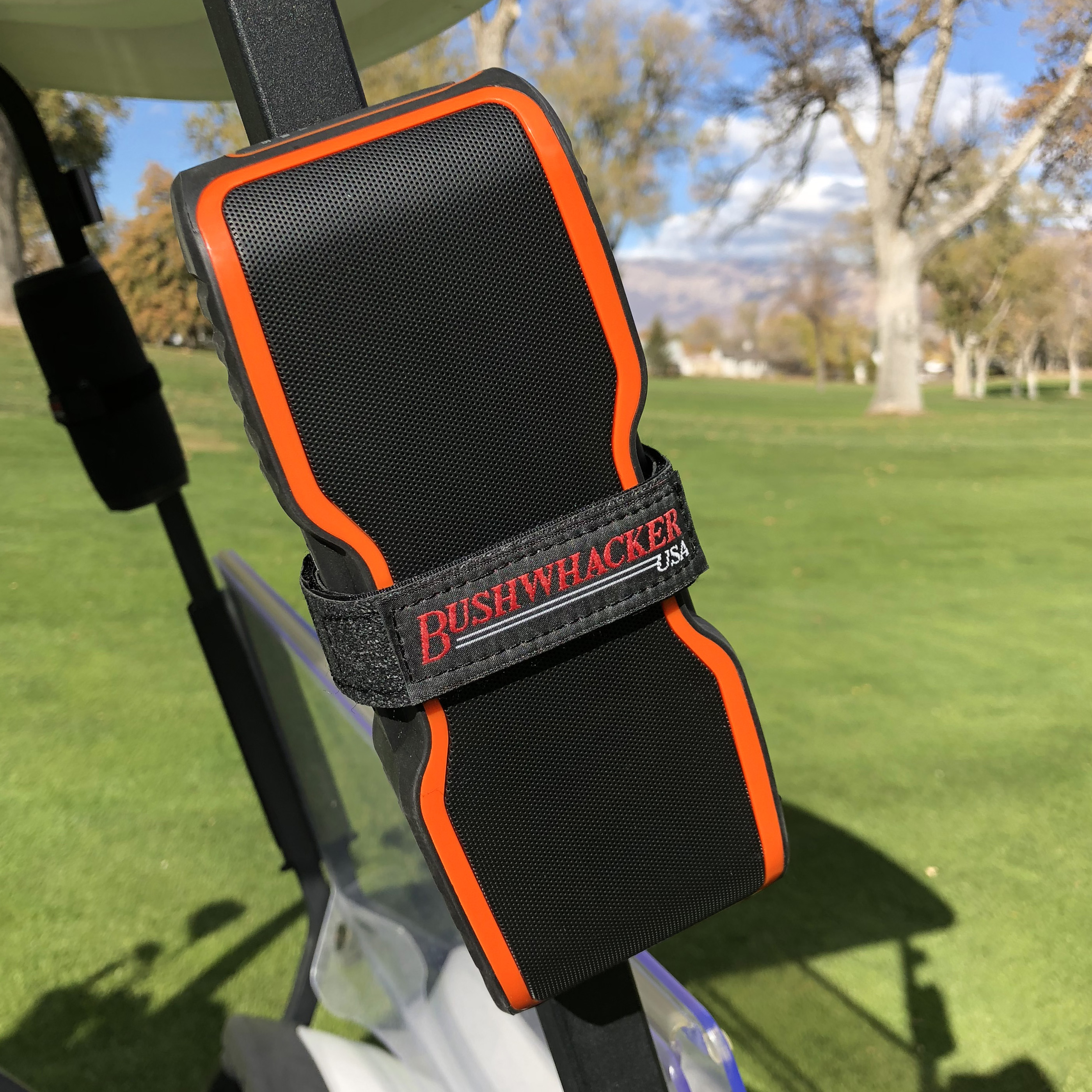 Bushwhacker The Original Portable Speaker Mount for Golf Cart Railing - Adjustable Strap Fits Most Bluetooth Wireless Speakers Attachment Accessory Holder Bar Rail - image 5 of 6