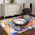 thumbnail image 5 of 2.7x5 Area Rugs, Baseball Sports, Non-Skid Rubber Backing Large Rectangle Rugs - Living Room Bedroom Home Office, Minimalist Geometric Smear Art Indoor Floor Mat Carpets Washable Rug, 5 of 9