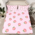 thumbnail image 2 of Homewish Peach Bed Sheets,Summer Fruit King Sheets,Pink Green Sheet Set For Girls,Ultra Soft Home Decor,4-Piece, 2 of 7