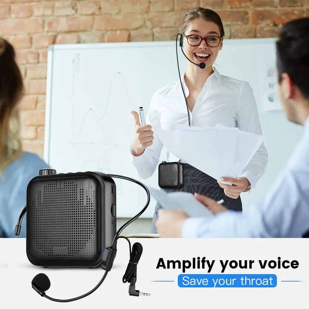 Portable Voice Amplifier Mini Audio Speaker with Microphone Rechargeable Ultralight Loudspeaker for Teachers