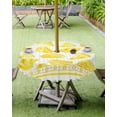 thumbnail image 3 of Pineapple Outdoor Tablecloth - 60 Inch Round Dining Table Cover, Yellow Striped Summer Fruits Watercolor Waterproof Outdoor Table Cloth with Umbrella Hole & Zipper for Picnic/Patio/Party, 3 of 5