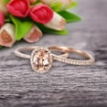 thumbnail image 5 of Bridal Set Oval Cut Gemstone 1.75 Carat Morganite Engagement Ring Wedding Ring On 10k Rose Gold Anniversary Gift Glaring Staggering Ring, 5 of 6