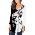 thumbnail image 5 of Womens Tunic Shirts Long Sleeve Open Button Loose Fit Pleated Blouse Tops, 5 of 6