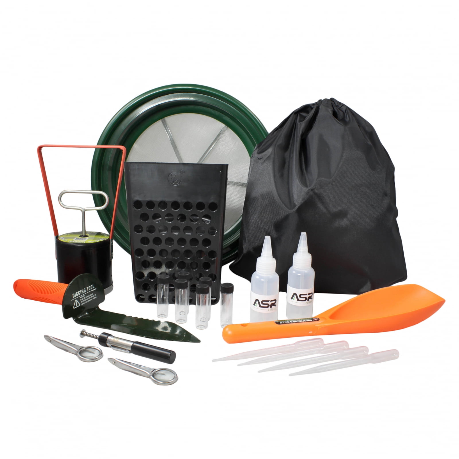 ASR Outdoor 20pc Beach Combing Metal Detector Gold Panning Kit with