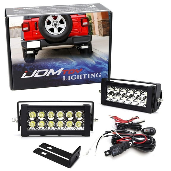 Rear Bumper Mount Searchlight Reverse LED Light Bar For Jeep 2007-up Wrangler JK & JL, Includes (2) 36W High Power LED Lightbars, Bumper Frame Mount Brackets, On/Off Switch Wiring