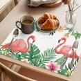 thumbnail image 3 of Pink Flamingo Birds Placemats Set of 8 Summer Tropical Plants Flowers Place Mats Indoor Wipeable Table Mats Washable Cloth Dining Table Placemats for Kitchen Holiday Party Home Decor 13x19 Inch, 3 of 9