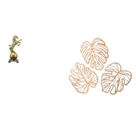 Figura de escritorio,Estante de estatua de caballo para escritorio,oficina,decoración del hogar,Figura decorativa de escritorio de resina para decoración del hogar,Placa de pared con hojas de