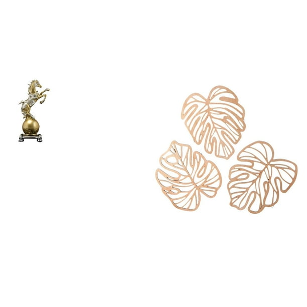 Figura de escritorio,Estante de estatua de caballo para escritorio,oficina,decoración del hogar,Figura decorativa de escritorio de resina para decoración del hogar,Placa de pared con hojas de