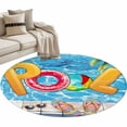 thumbnail image 2 of Round Area Rug 3ft,Summer Vacation Swimming Pool Washable Carpet Non-Slip Runner Accent Rugs Indoor Floor Mat for Bedroom Living Room Decor,Sunglasses Slippers Palm Tree, 2 of 9