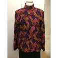 thumbnail image 1 of Pleated Printed Satin Jacket, Multi Color Pink, Purple, Rust Geometric Print (Style# 29606), 1 of 4