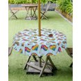 thumbnail image 3 of Outdoor Tablecloth Puerto Rico Flag Round Patio Tablecloths 60 Inch, Table Cloths with Umbrella Hole and Zipper, Rainbow Love Heart Victory Gesture Summer Table Cover for Outdoor Tables Garden, 3 of 6
