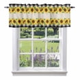 thumbnail image 2 of Summer Sunflower Retro Linen Valances for Windows,Kitchen Valance Rod Pocket Short Curtain, Black Gingham Check Valance Curtain Window Valances for Bedroom Bathroom Living Room 42x18in, 2 of 9