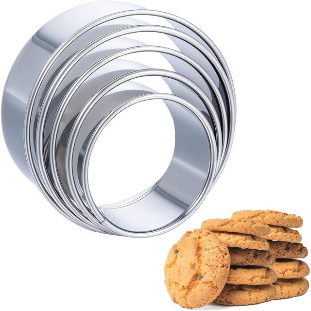 5 Pcs Round Cookie Cutter for Baking, Circle Biscuit Cutters Donut Cutter Ring Molds Round Cookie Cutter Stainless Steel Biscuit Cutter Tools for Making Donuts Biscuits Cakes Pastry(5)