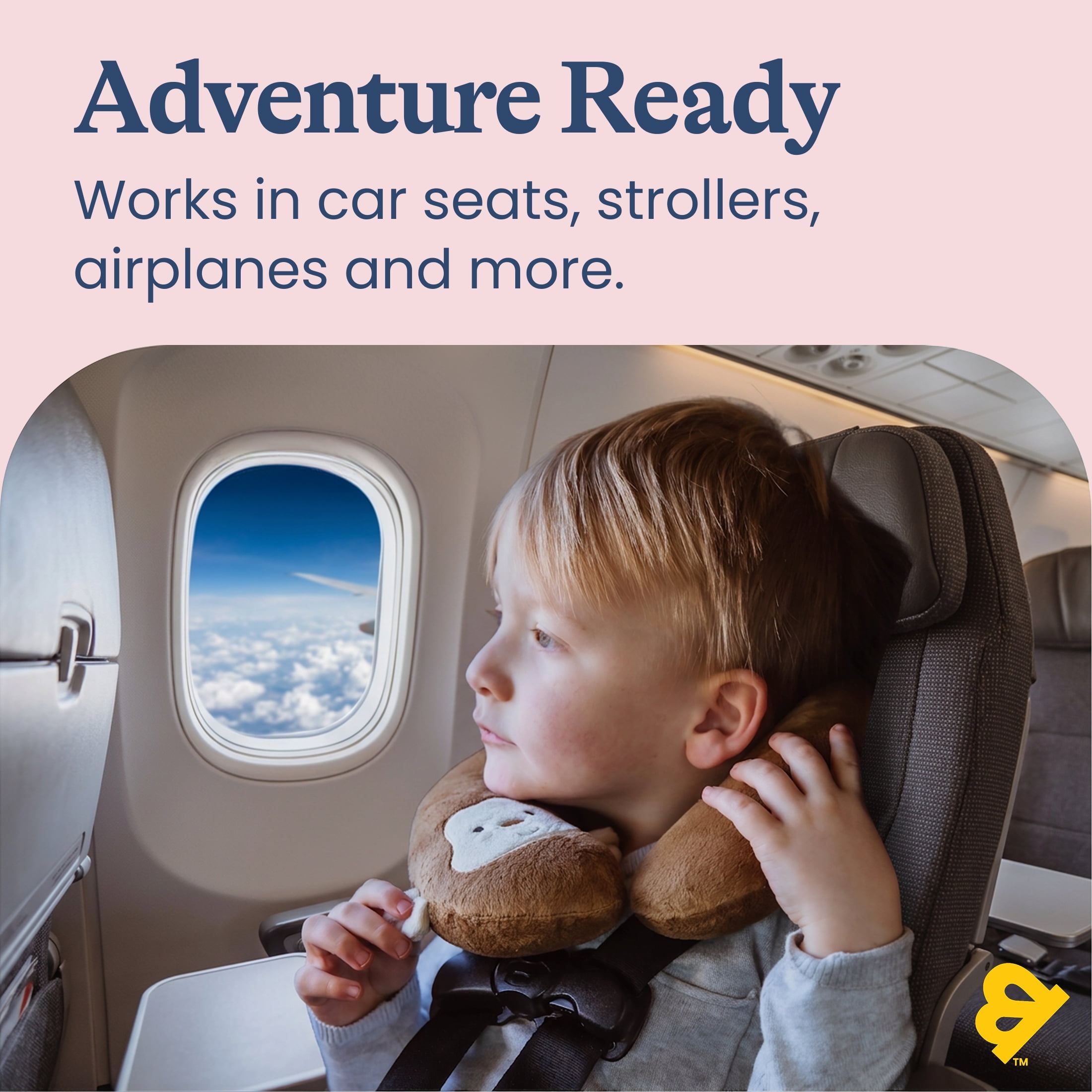 (2 pack) Goldbug Travel Pillow, Head and Neck Support for Toddlers, Monkey
