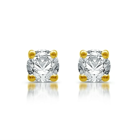 Brilliance Fine Jewelry 1/10 Carat T.W. Round Diamond 10 Kt Yellow Gold Studs (H-I, I2-I3)