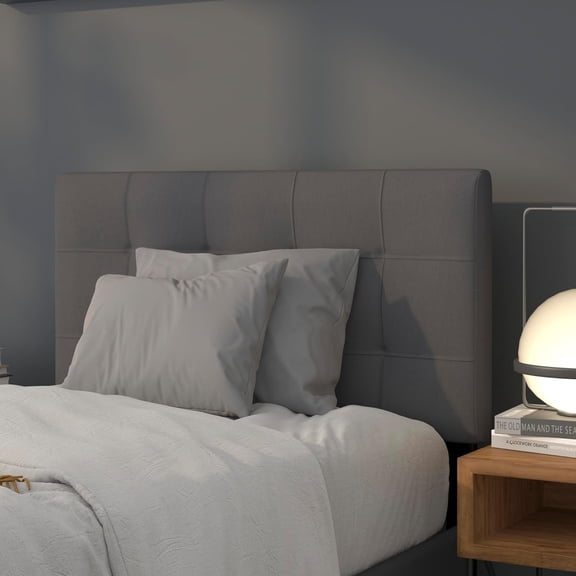 Twin Quilted Tufted Headboard | Adjustable Bed Rail Slots, Fabric Upholstered