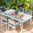 thumbnail image 2 of Happy Easter Table Cloths for 4 Foot Rectangle Tables, Watercolor Gnomes Rabbits Eggs Love Green Plaid Patio Waterproof Elastic Fitted Tablecloths, Washable Rectangular Table Cover for Camping, 2 of 8