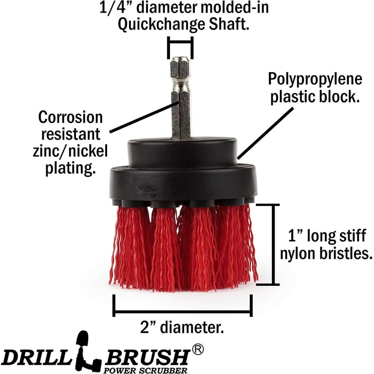 Drillbrush Stiff Bristle Power Scrubber Cleaning Kit with Extension, Patio, Deck Brush, Garden Statues, Headstones