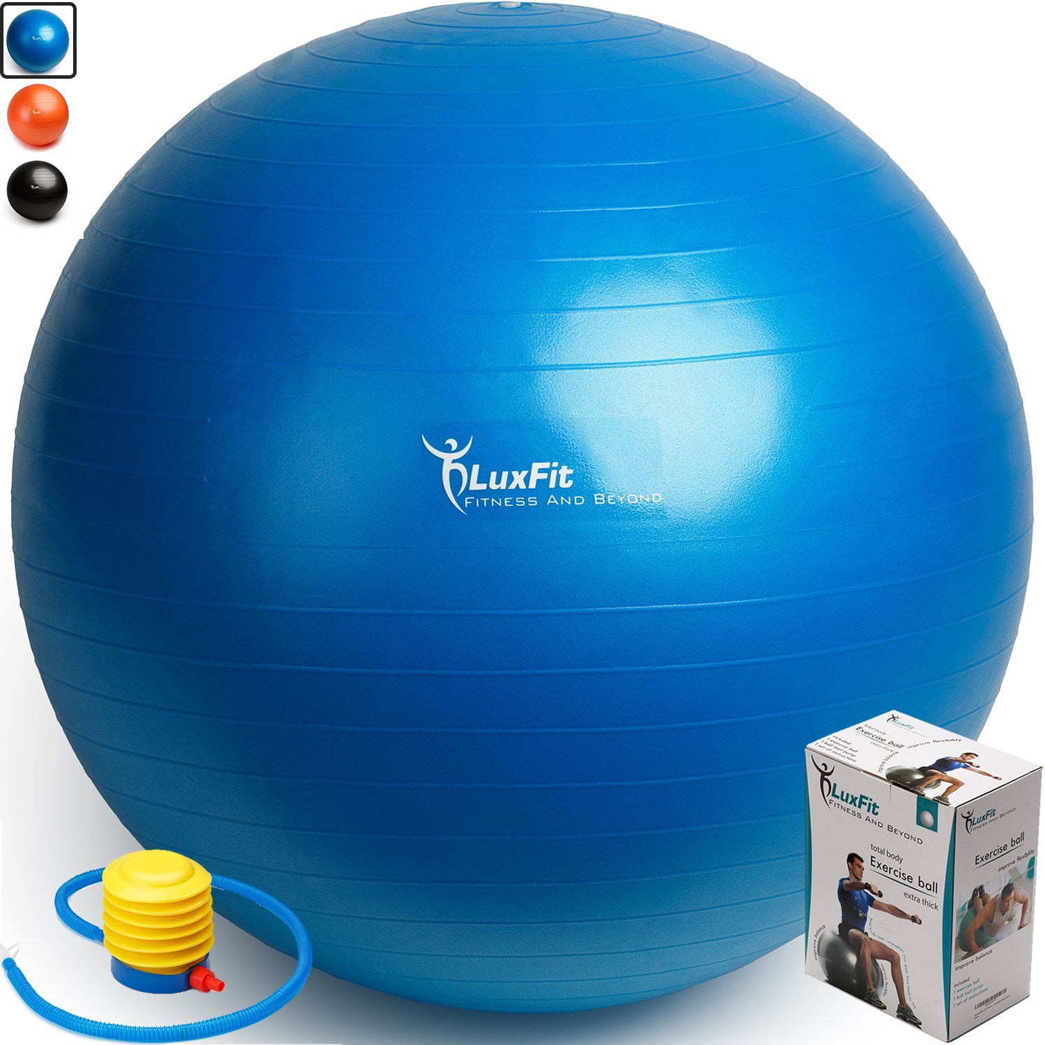 Exercise Ball LuxFit Anti-Burst Yoga Ball w/ Foot Pump Swiss Ball Fitness Balls 