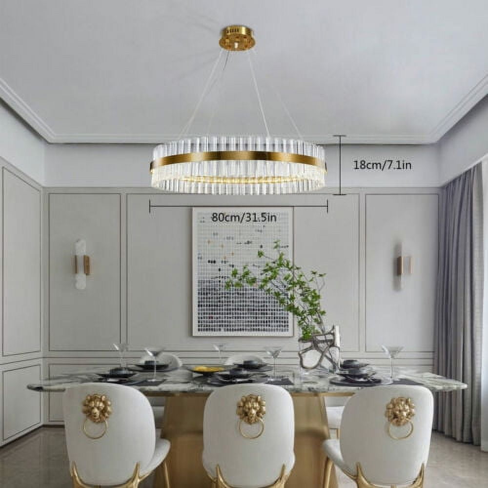 Modern LED Chandelier Crystal Pendant Lamp Round Ceiling Light Ring Adjustable