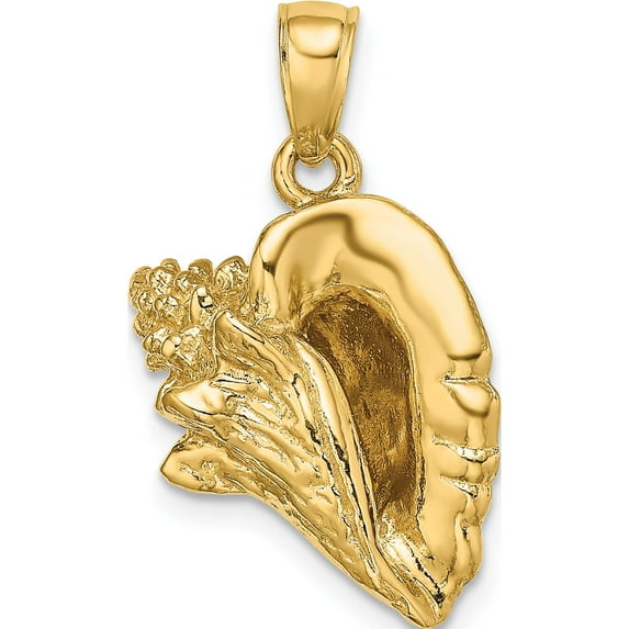 14K Yellow Gold 3-D Conch Shell Charm (24 X 19.65) Made In United States k8073