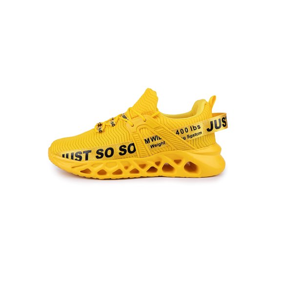 Glookwis Mens Running Shoe Sport Athletic Shoes Fitness Workout Sneakers Unisex Shock Absorption Non-Slip Trainers Wear-resistant Lace Up Fashion Sneaker Yellow 11 men