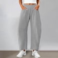 thumbnail image 3 of Barrel Sweatpants Women Fall Winter Elastic Waist Casual Loose Fit Wide Leg Sweat Pants Trousers with Pockets, 3 of 8